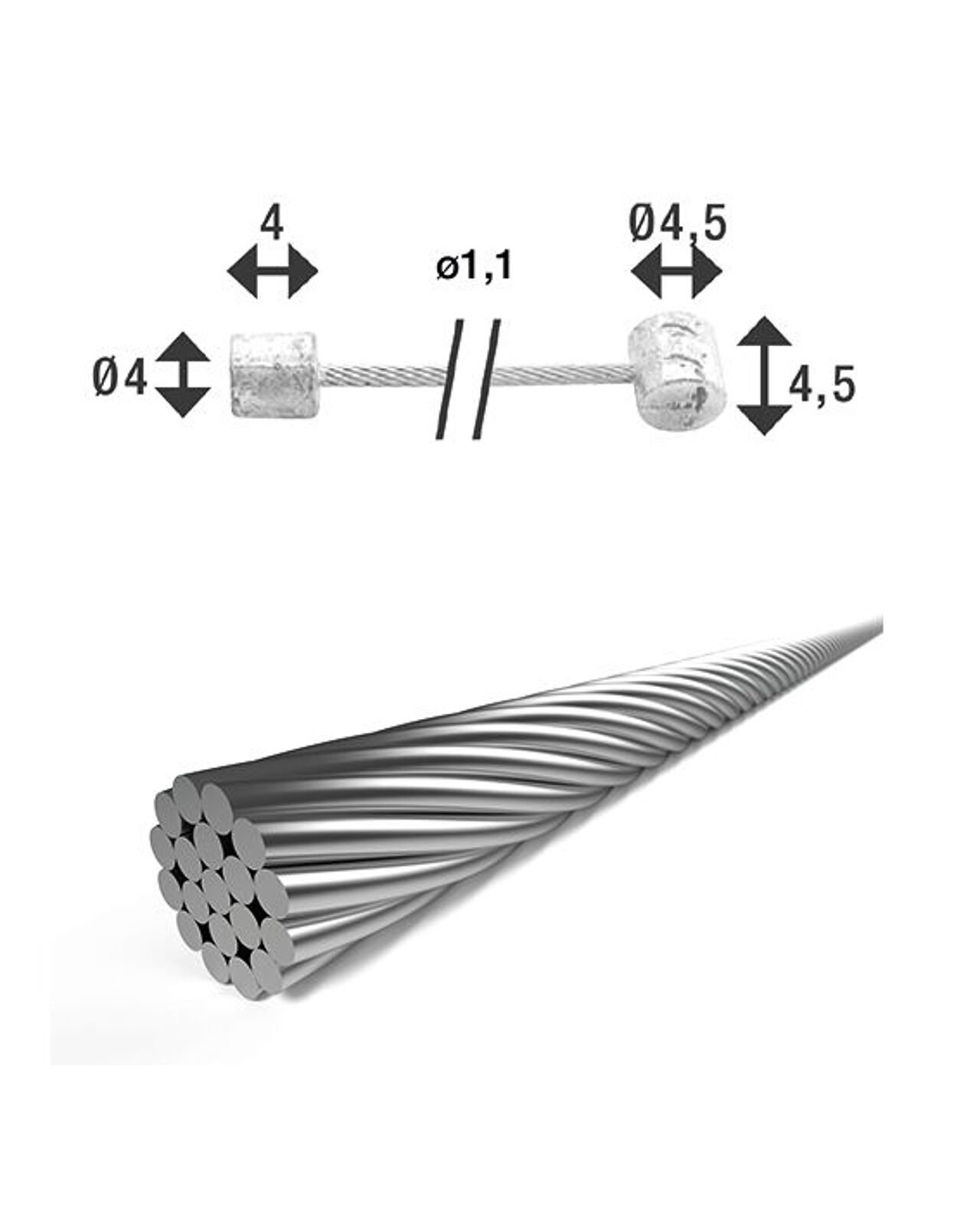 XLC Cable de cambio Ø 1,25/ 2250mm 2 boquillas Ø4x4mm