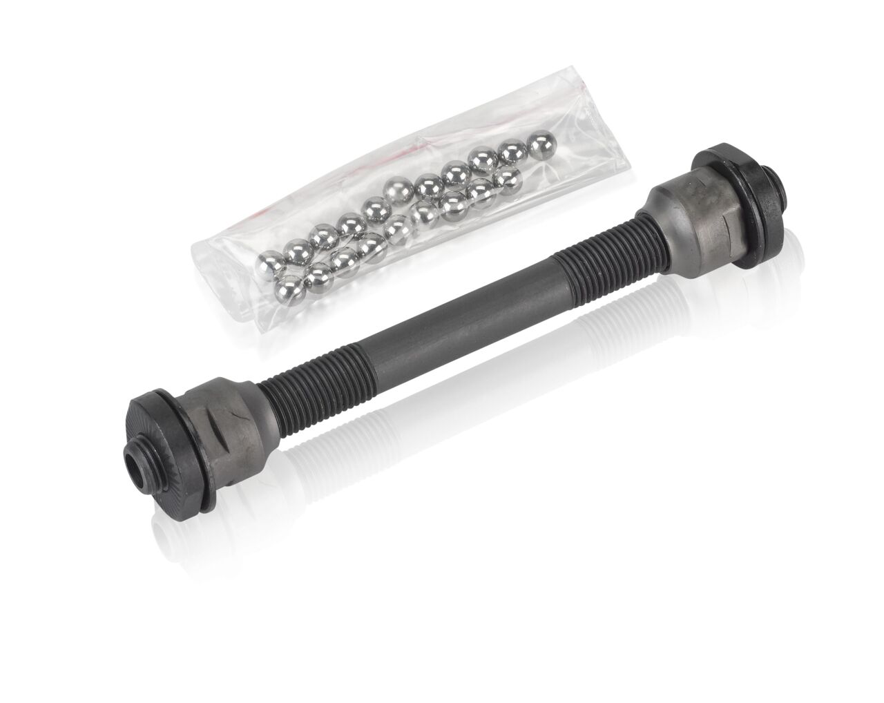 kit de réparation axe AV XLC Evo contenu : axe, bagues à billes,capuchons