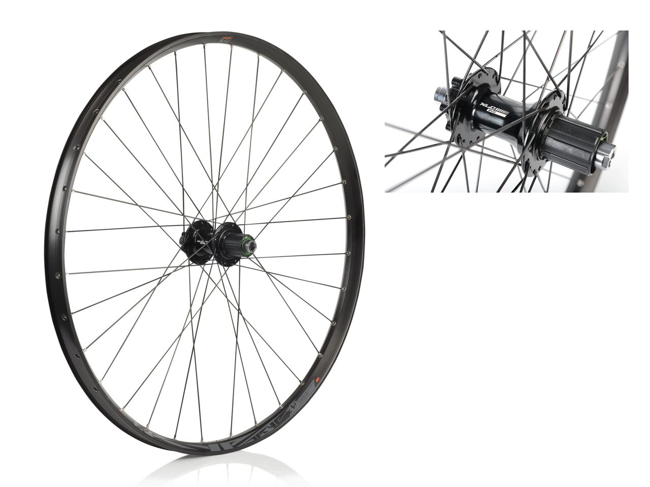 roue AR 29" XLC 6t. noir TA 12 148mm Rodi TRYP35 DISK noir rayons inox