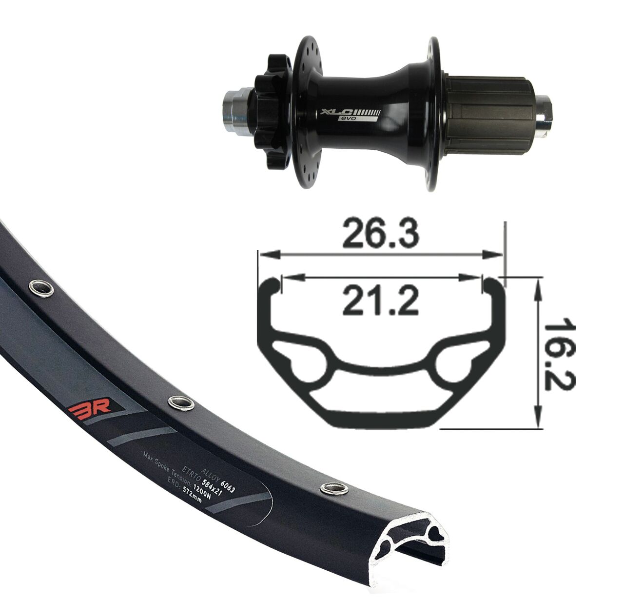 RT 29" XLC 6-agujeros ne. TA 12 32L Rodi Black Rock DISK ne, radios Niro(ne)